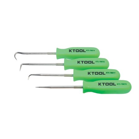 K-TOOL INTERNATIONAL Mini Pick Set, Neon Green, 4 pcs. KTI-70075